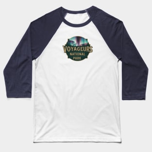 Voyageurs National Park Aurora Borealis Emblem Baseball T-Shirt